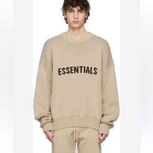 Essentials Fear of God Beige Knit Pullover Sweater Cotton Blend